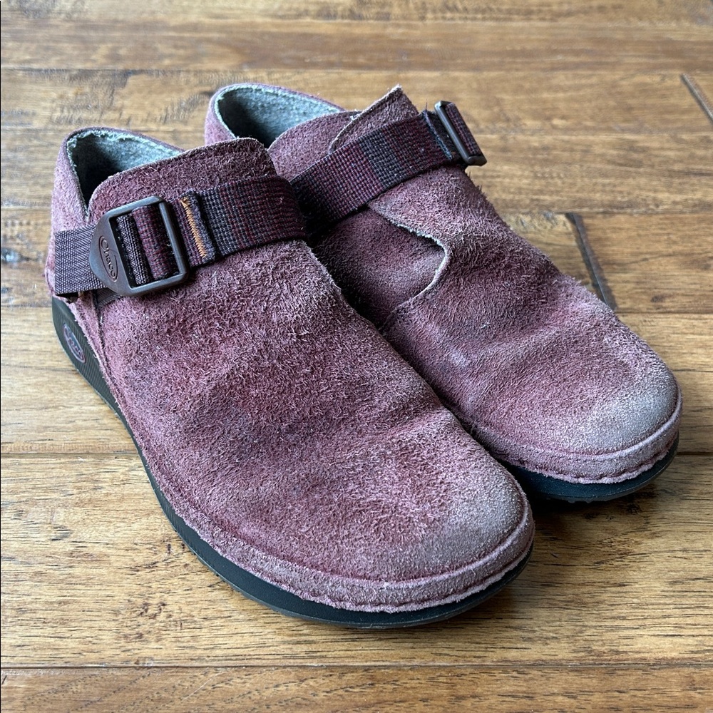 Chaco Women's Suede Slip-On Shoes in Burgundy - Picture 3 of 9